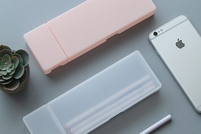 Functional creative plastic pencil case translucent frosted storage pencil case (3)