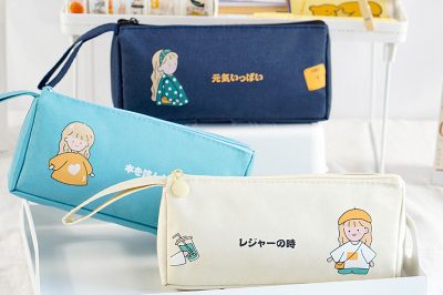 Simple pencil case for students, portable large-capacity zipper stationery box (3)