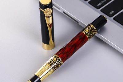 Business gift red wood grain fountain pen (1)