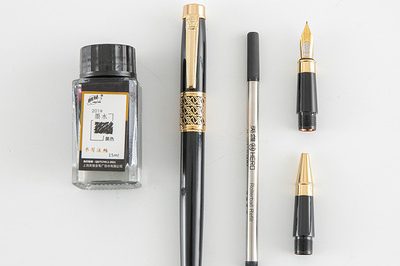 Genuine hero fountain pen 1311 ink gift box three pen head set pen business method student one stroke three use set (3)