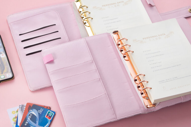 Hardcover designed ring binder leather notebook (3)