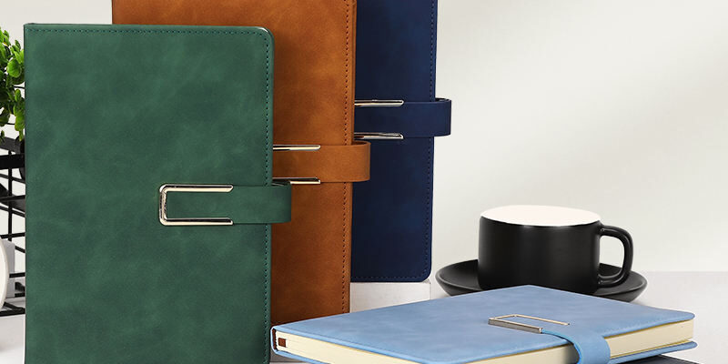 Premium hardcover leather notebook for business gifts
