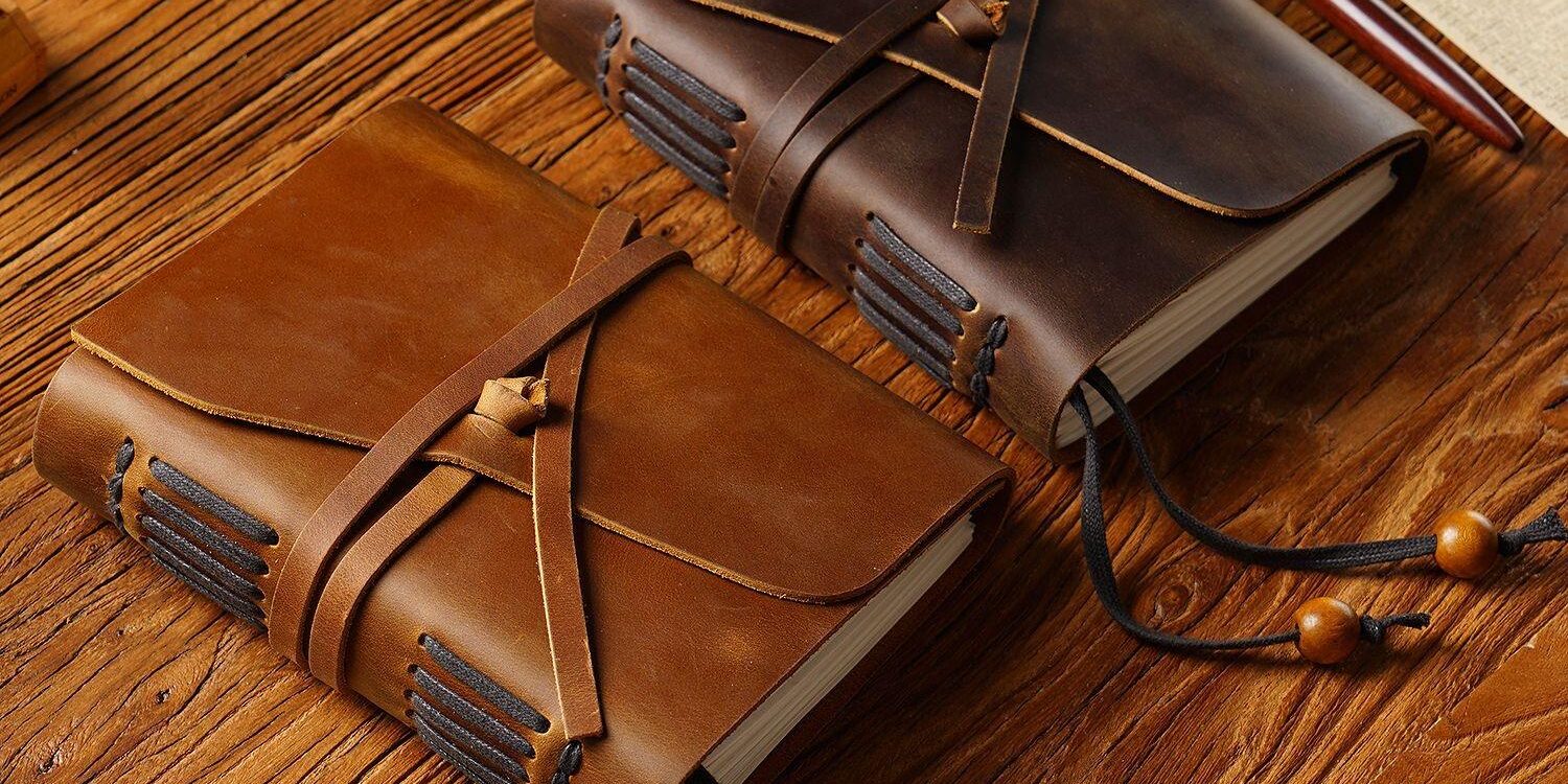 Custom vintage leather agenda daily notebook retro style