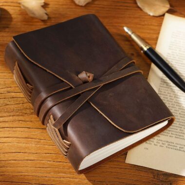 Custom vintage leather agenda daily notebook retro style