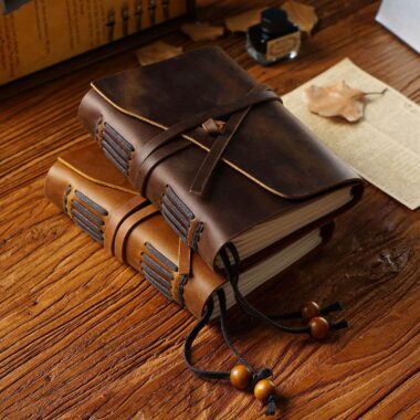 Custom vintage leather agenda daily notebook retro style