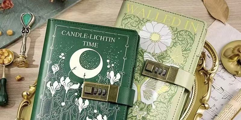 Minimalist literary diary with password lock