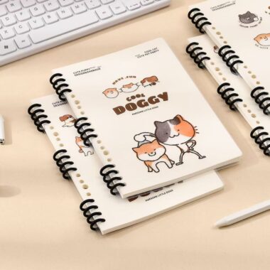 Cute cat and dog A5 detachable spiral notebook