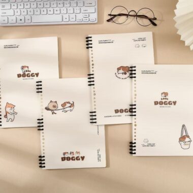 Cute cat and dog A5 detachable spiral notebook