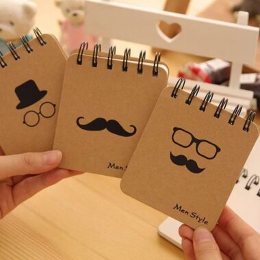 Cute mustache spiral pocket notepad