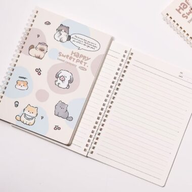 Cute happy pet A5 soft spiral thickened notebook