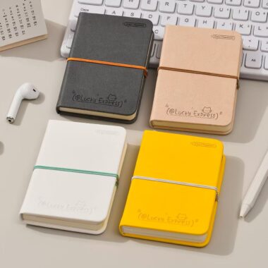 Mini portable cute notepad with strap closure