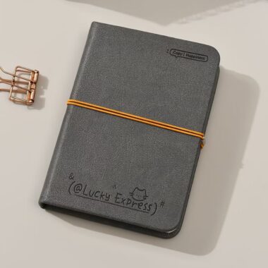 Mini portable cute notepad with strap closure