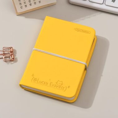 Mini portable cute notepad with strap closure