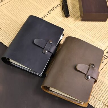 Vintage business travel leather notebook with custom options