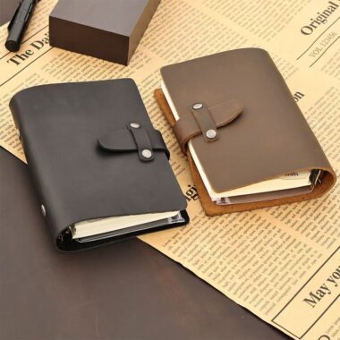 Vintage business travel leather notebook with custom options