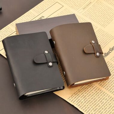 Vintage business travel leather notebook with custom options