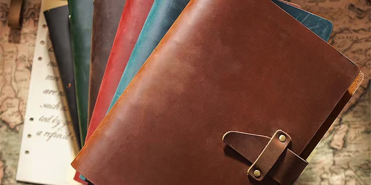 Vintage business travel leather notebook with custom options