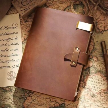 Vintage business travel leather notebook with custom options
