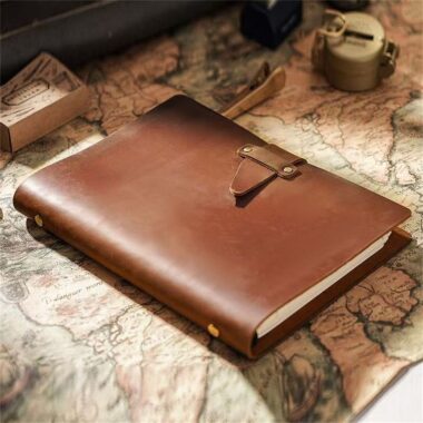 Vintage business travel leather notebook with custom options