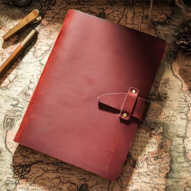 Vintage business travel leather notebook with custom options
