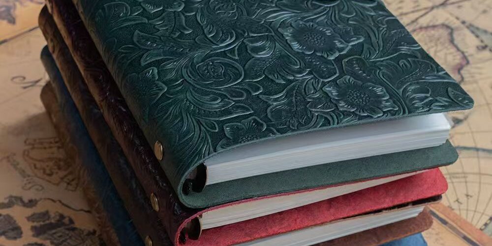 Vintage embossed thick leather notebook in A4 B5 A5 sizes