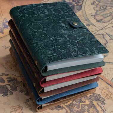 Vintage embossed thick leather notebook in A4 B5 A5 sizes