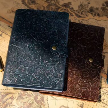 Vintage embossed thick leather notebook in A4 B5 A5 sizes
