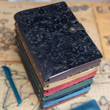 Vintage embossed thick leather notebook in A4 B5 A5 sizes
