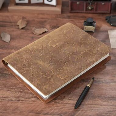 Vintage embossed thick leather notebook in A4 B5 A5 sizes