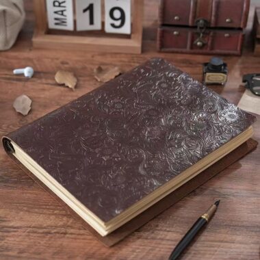 Vintage embossed thick leather notebook in A4 B5 A5 sizes