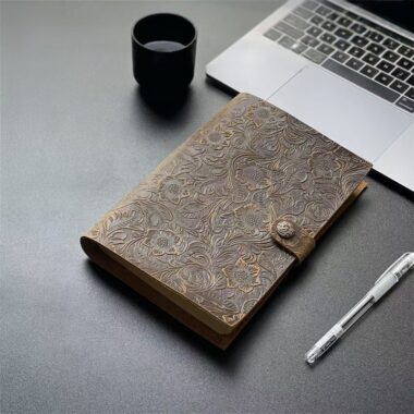 Vintage embossed thick leather notebook in A4 B5 A5 sizes