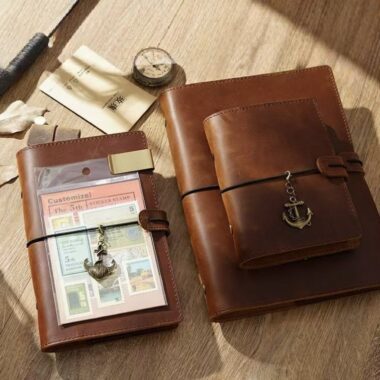 Vintage handmade strap leather travel notebook for custom branding