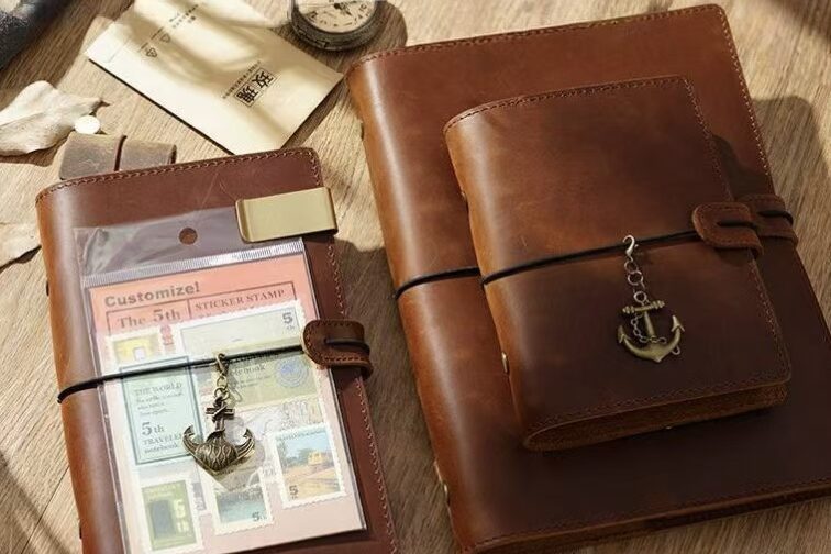 Vintage Handmade Strap Leather Travel Notebook (1) Vintage handmade strap leather travel notebook for custom branding