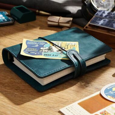 Vintage handmade strap leather travel notebook for custom branding