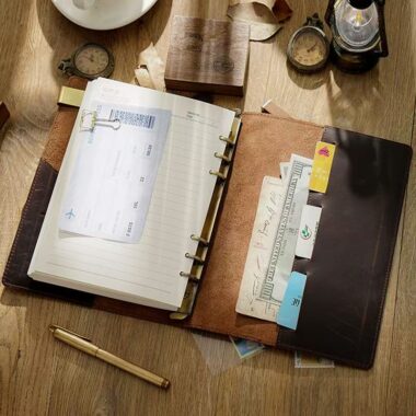 Vintage handmade strap leather travel notebook for custom branding