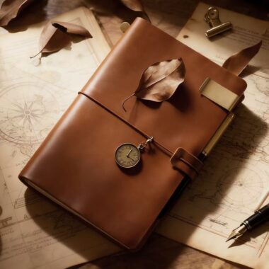 Vintage handmade travel leather notebook for custom branding