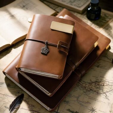 Vintage handmade travel leather notebook for custom branding