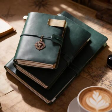 Vintage handmade travel leather notebook for custom branding