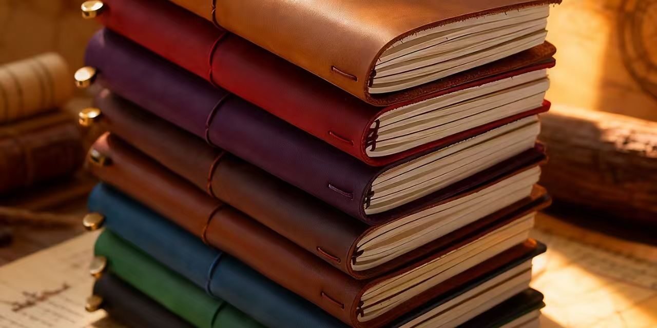 Vintage handmade travel leather notebook for custom branding