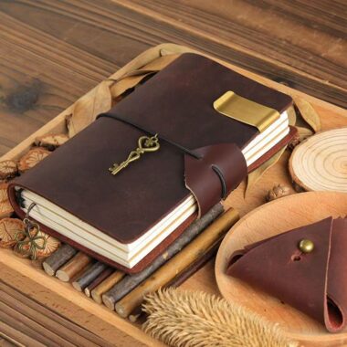 Vintage refillable leather travel notebook for custom orders