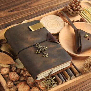 Vintage refillable leather travel notebook for custom orders