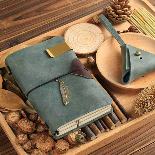 Vintage refillable leather travel notebook for custom orders